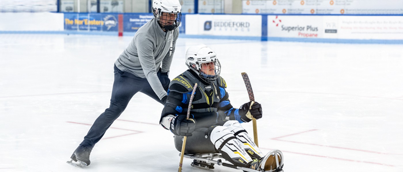 51СƳDoctor of Physical Therapy students help out with a Maine Adaptive Sledding event at the Harold Alfond Forum